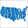 Map of the United States displaying distinct state borders to highlight Zip2Tax's detailed single-state rate table for precise sales tax compliance.