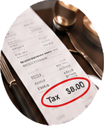 Restaurant bill showing sales tax